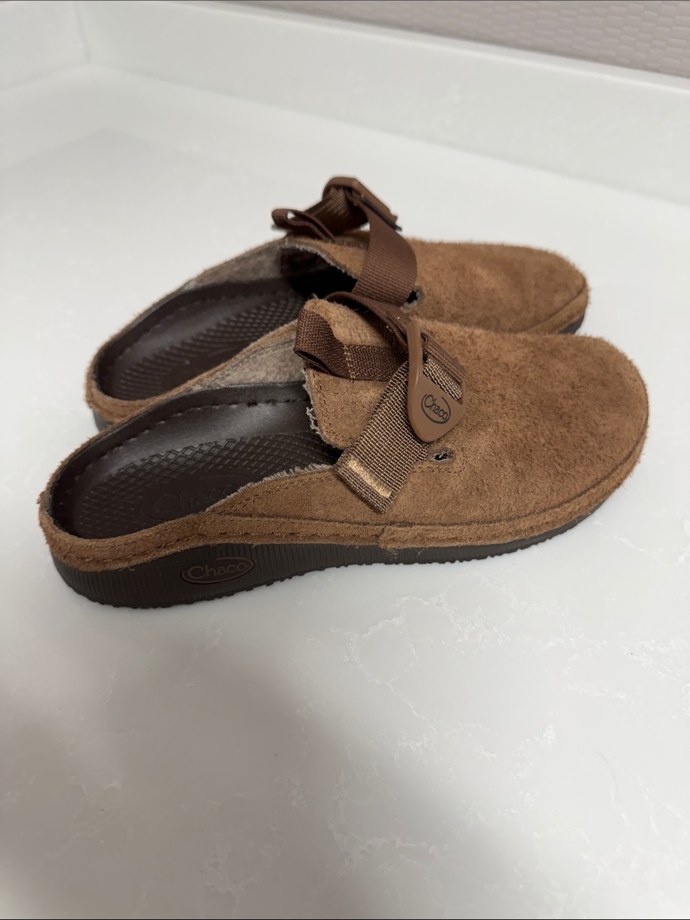 Chaco Brown Suede Paonia slide Slip-On Mule with Adjustable Strap 38 size 7